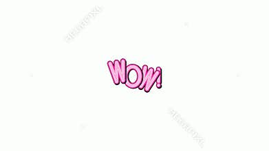 Wow - pink expression word text on a white background