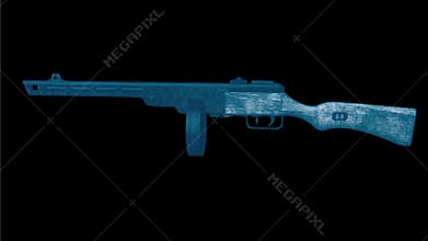 World War two Russian Rifle Hologram 2d Animation