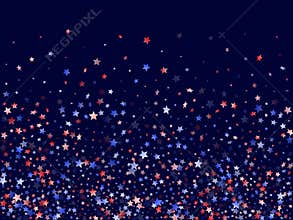 Flying red blue white star sparkles vector american patriotic background