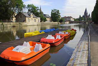 Colourful boats in Metz