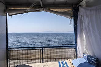 View of Lake Kariba from the room of a simple cruise.