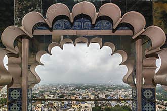 View of the city of Udaipur from a balcony of the city palace