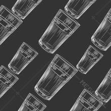 Hand drawn highball glass seamless pattern on blackboard. Collin glass backdrop