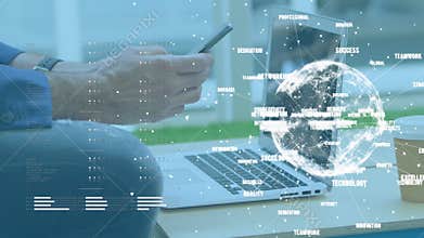 Globe spinning with data and connection network