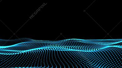 Wave 3d. Wave of particles. Futuristic point wave