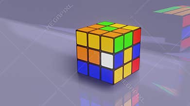 A colorful Rubik&#x27;s Cube solving itself - 3D illustration