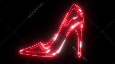 Women's shoes with heels that glow red with neon light