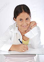 Girl writing portrait