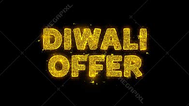 Diwali Offer Text Sparks Particles on Black Background.