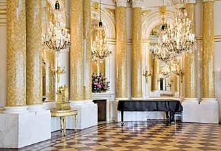 Ball room with piano.