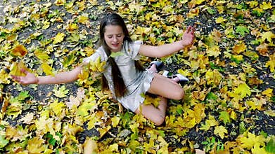 Autumn girl back to school pick up bouquet