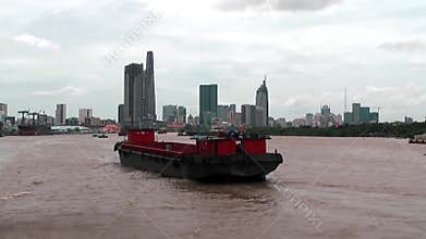A barge on the Saigon River in Vietnam