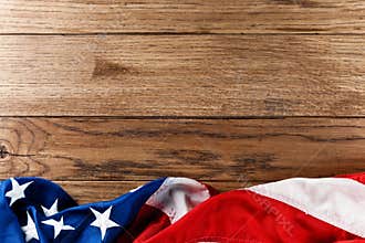 American flag on wood