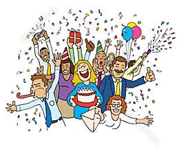 Cartoon Office Celebration