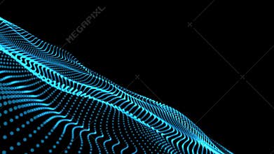 Wave 3d. Wave of particles. Futuristic point wave