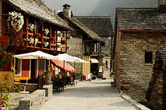 Typical village in the Swiss Alps