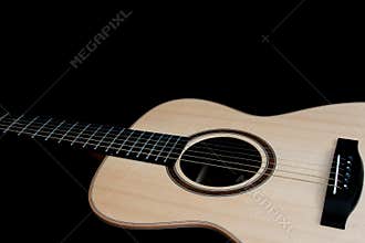 Acoustic guitar. Singer songwriter steel string folk guitarist musical instrument close-up