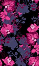 Tropical floral seamless pattern with hand drawn Orchids.