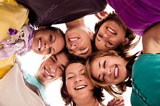 Group of teenagers in circle