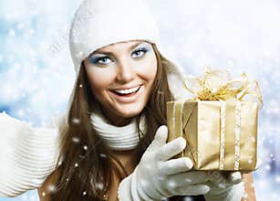 Beauty with Christmas Gift