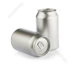 Metal aluminum beverage drink cans isolated on white background