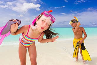 Happy children on beach