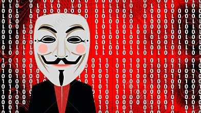 Anonymous man speaking against digitaly binary code background animation