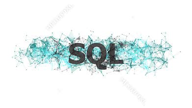 SQL database concept with colorful plexus design