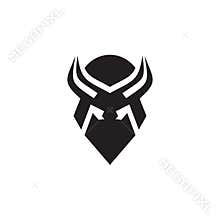 Viking head helmet logo design vector template