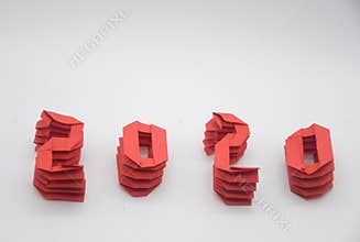 Happy New Year 2020 with red numbers overlay