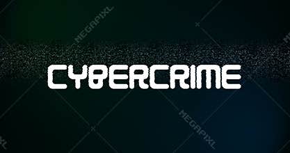 Vintage cybercrime text title on tv screen noise background, with multi glitch effect, old technology computer hacker