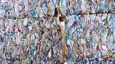 Ufa, Russia, 1 July, 2019: Large stack of old plastic bottles.