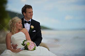 Wedding couple on beach