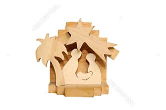 Wooden Christmas crib of Holy Family - Nativity sc