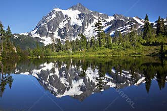 Mirror Reflection Lake Mount Shuksan Washington