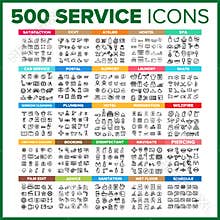 Service Icon Thin Line Big Set Vector