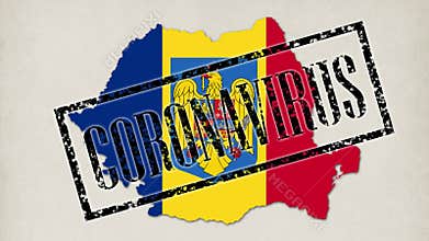9 short videos. small germs and viruses turn into map of Romania country with its flag color. doctor hands in blue
