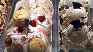 Classic Italian Gourmet Fruit and Cookies Flavor Gelato Display in Shop