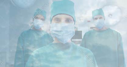 Animation of healthcare workers wearing Covid-19 mask