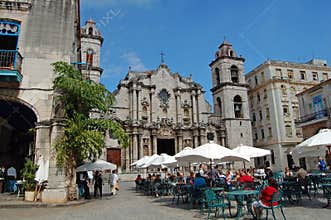 Havana restaurant and cathedral