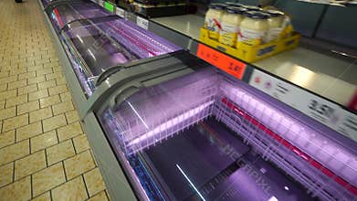 Granada Spain 14 March , 2020: Empty supermarket shelves. Panic from the coronavirus Covid-19 v in Spain. People bought