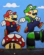 Graffiti of Mario and Luigi from the Nintendo Game