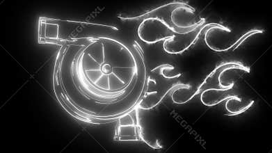 OGlowing neon Automotive turbocharger icon isolated
