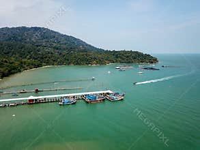 Boat with tourist back from Penang National Park.