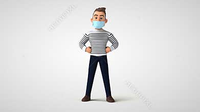 Cartoon character with a mask