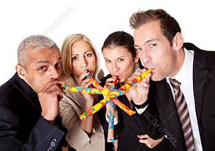 Business team celebrating birthday
