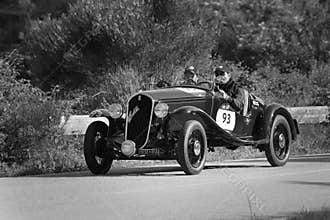 FIAT 508 S BALILLA SPORT COPPA ORO 1934 on an old racing car in rally Mille Miglia 2018 the famous italian historical race 1927-1