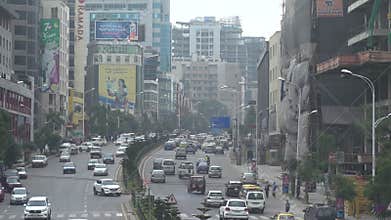 16 March 2019 - Addis Ababa, Ethiopia : View across densely populated downtown area Addis Ababa, Ethiopia