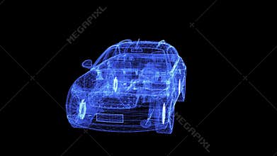 Hologram of a rotating modern Suv