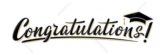 Congratulations! greeting sign for graduation party in university, school, academy